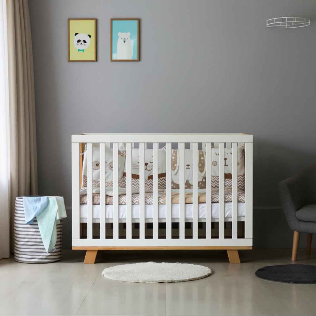 Dětská postýlka Lussi Gekko Kids 120x60. Bílá / Přírodní Buk